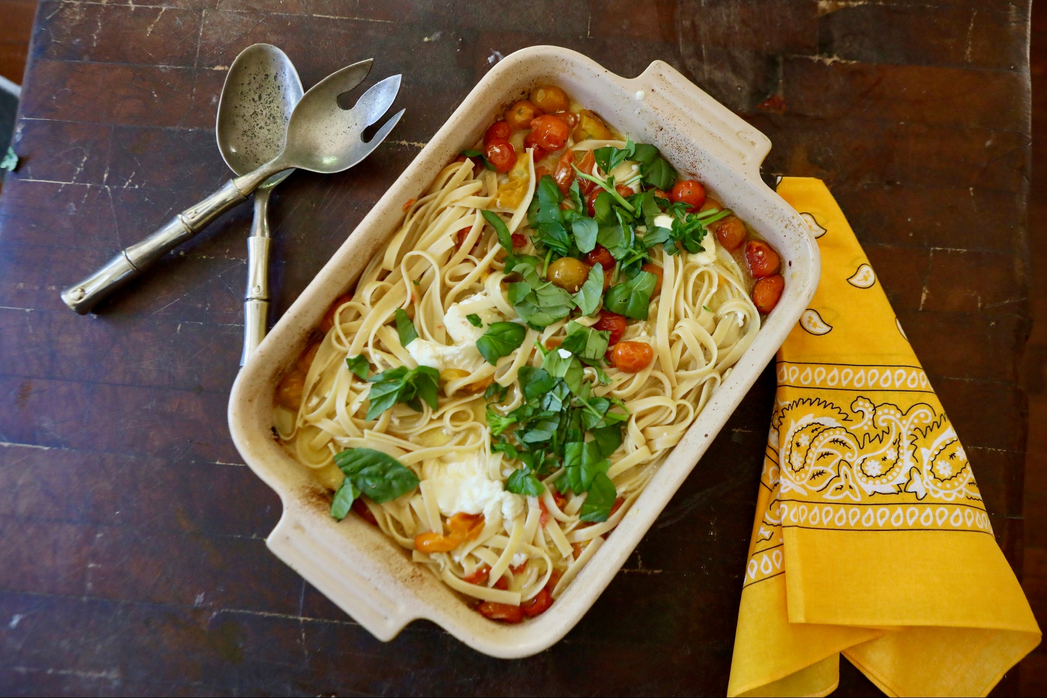 One-Pot Cherry Tomato and Burrata Fettuccine