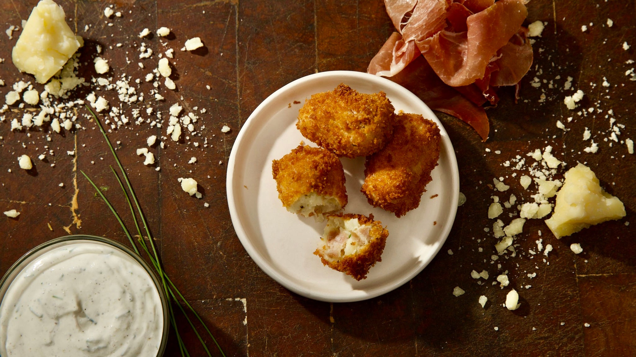 Potato Fritters with Manchego and Prosciutto