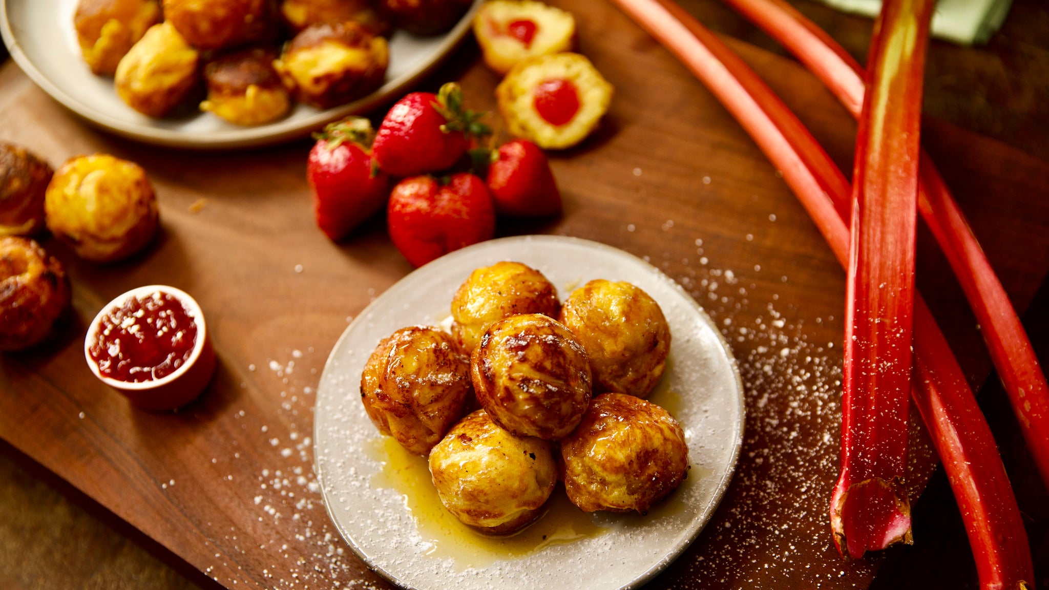 Aebleskiver with Strawberry Rhubarb Filling