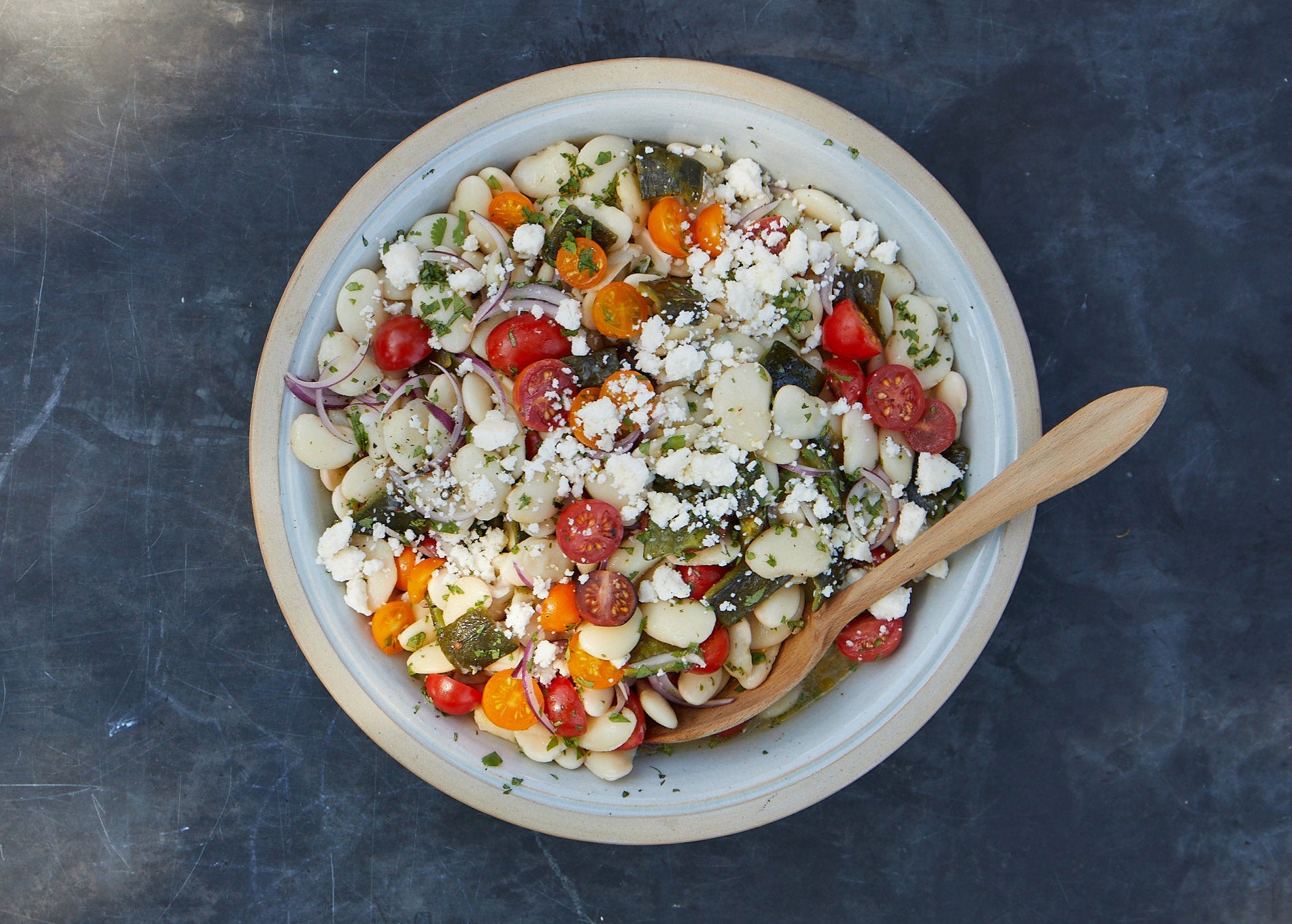 Lima-Bean Salad with Roasted Poblanos and Queso Fresco