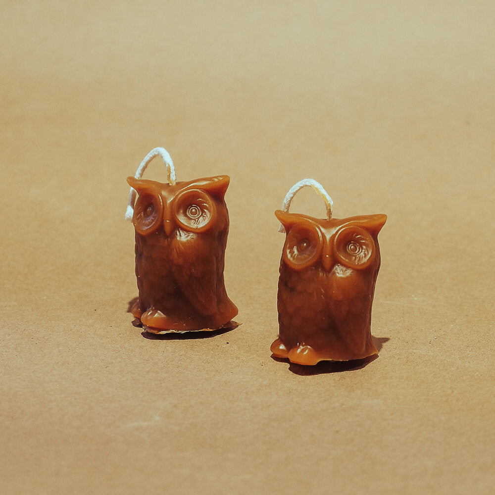 Beeswax Owl Candles (Set of 2)